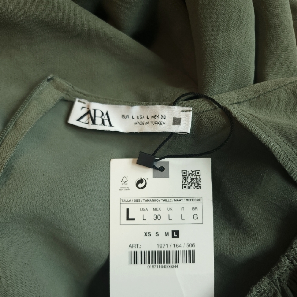 NWT Zara Olive Green Cut Out Midi Dress, Size L - Picture 11 of 12
